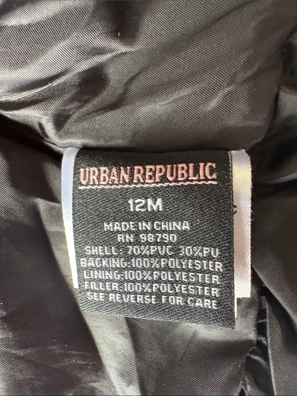 Urban Republic Black Faux Leather Girls Moto Jacket with Peplum